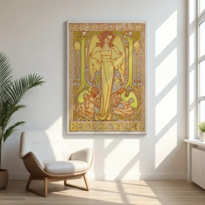 Vintage Jan Toorop Art Nouveau wall art in a modern interior