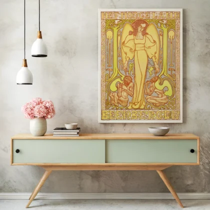 Vintage Jan Toorop Art Nouveau wall art in a modern interior