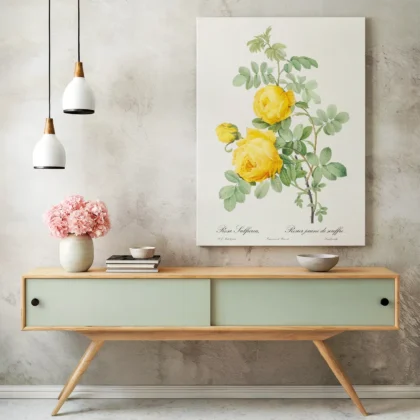 Vintage Botanical Yellow Rose Wall Art – Pierre-Joseph Redoute