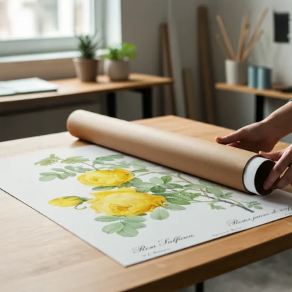 Vintage Botanical Yellow Rose Wall Art – Pierre-Joseph Redoute
