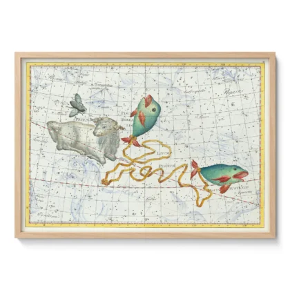 Pisces constellation vintage wall art poster