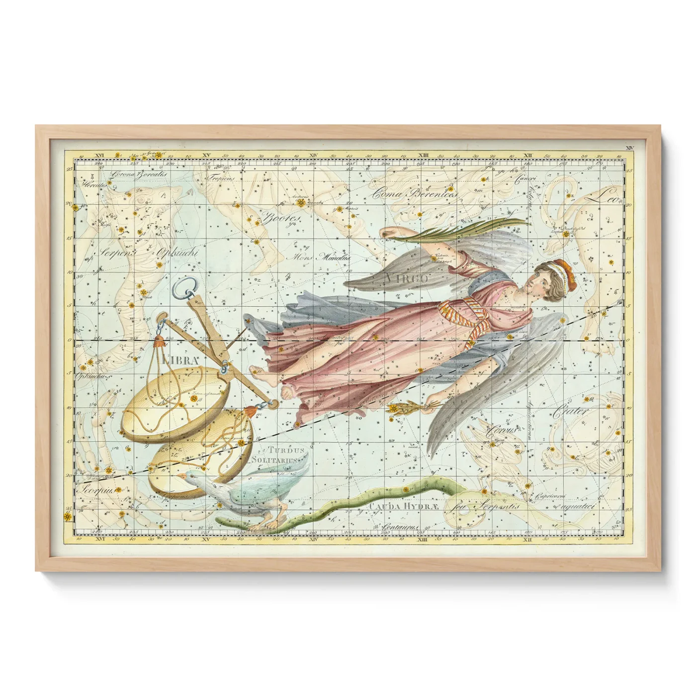 Virgo constellation vintage wall art poster
