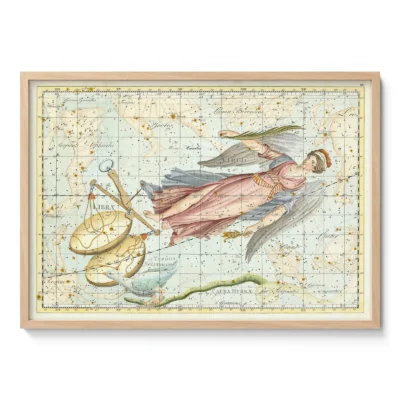Virgo constellation vintage wall art poster