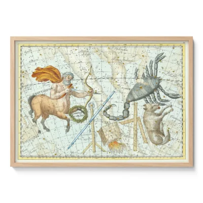 Sagittarius constellation vintage wall art poster