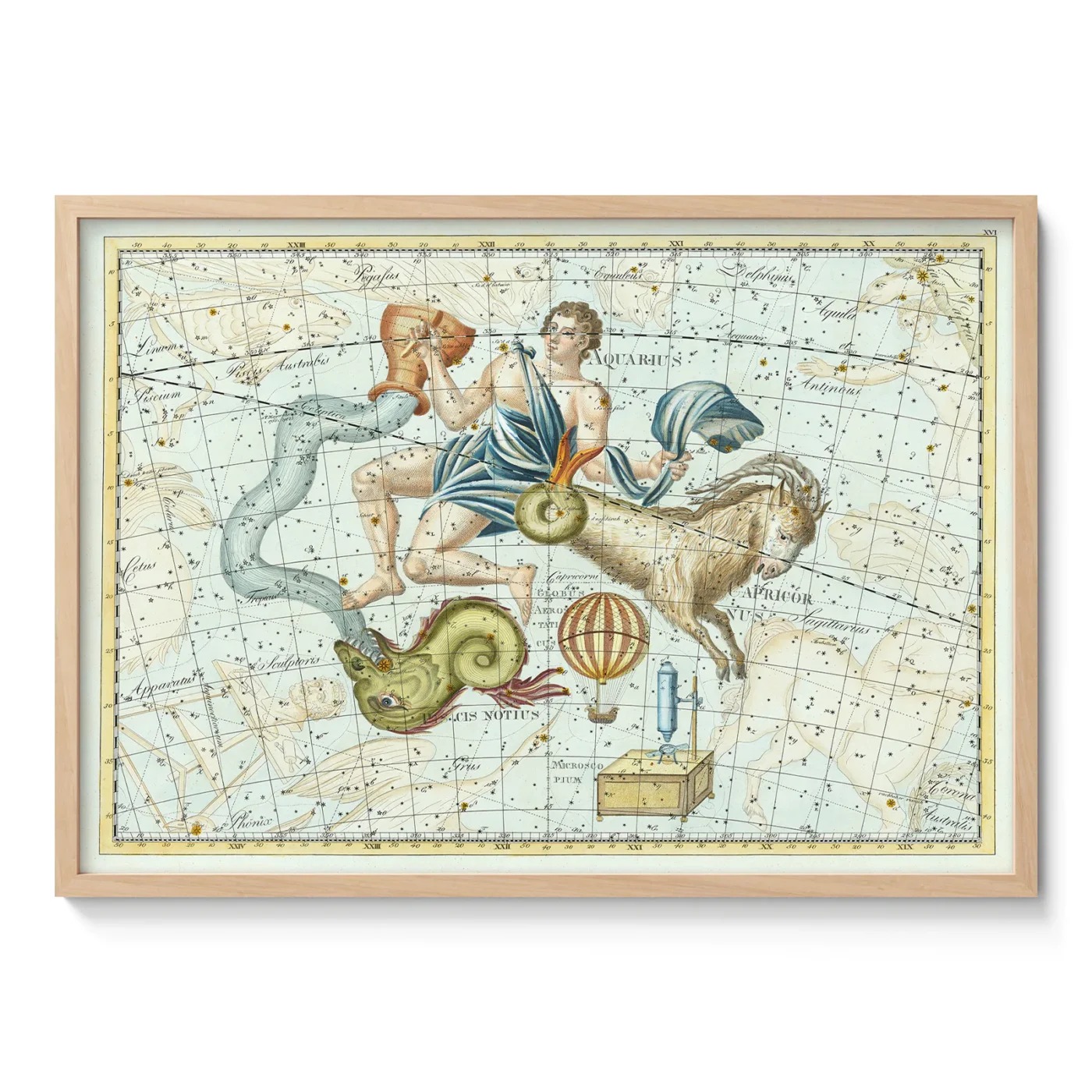 Aquarius constellation vintage wall art poster