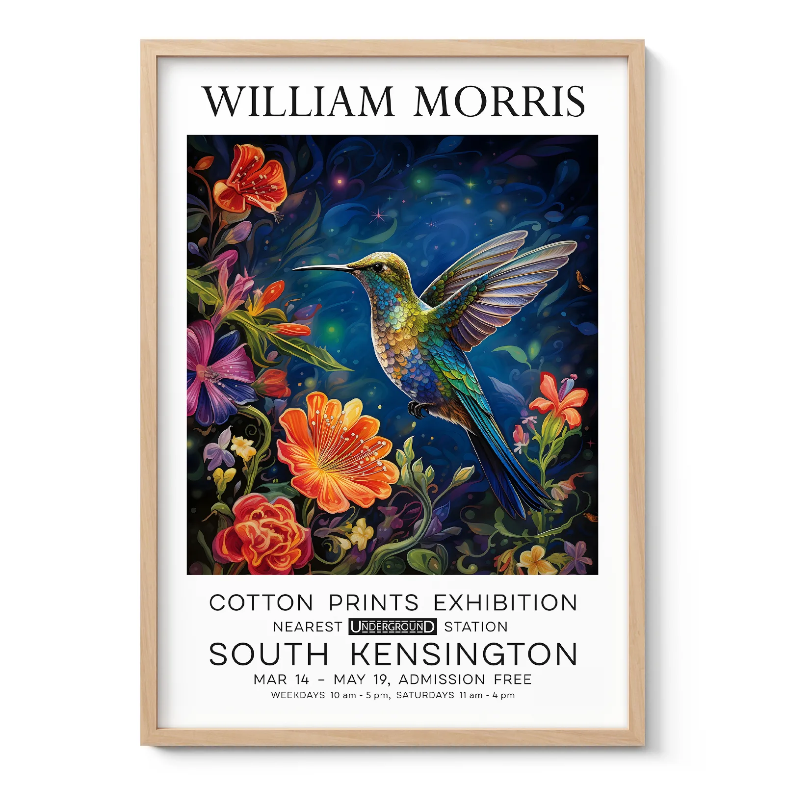 William Morris – Floral Hummingbird Wall Art