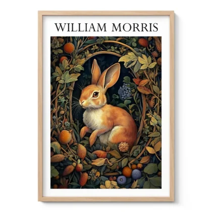 Hase zwischen Pflanzen – William Morris Wandbild