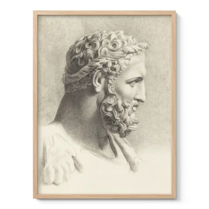 Hercules Wall Art – Antique Drawing by Antonius Bouchout