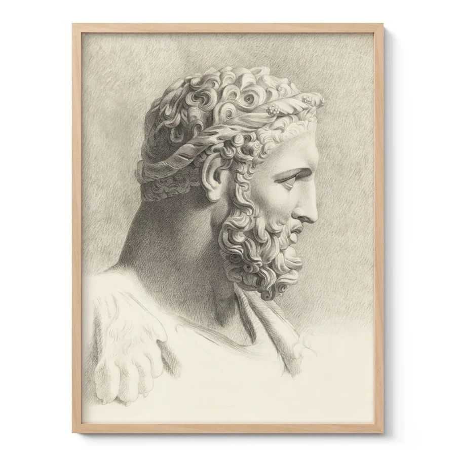 Hercules Wall Art – Antique Drawing by Antonius Bouchout