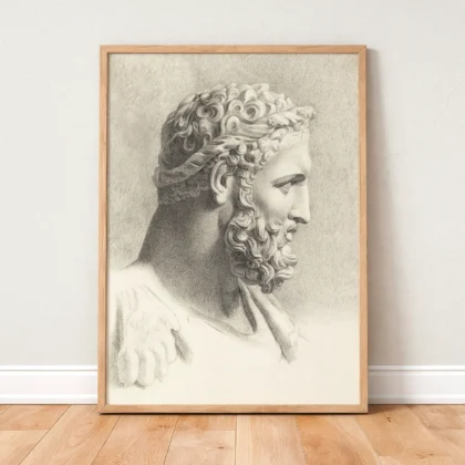 Hercules Wall Art – Antique Drawing by Antonius Bouchout