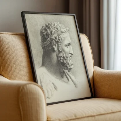 Hercules Wall Art – Antique Drawing by Antonius Bouchout