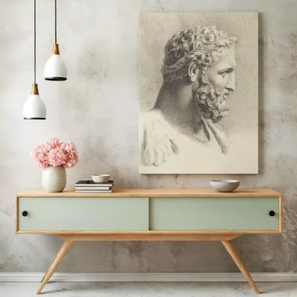 Hercules Wall Art – Antique Drawing by Antonius Bouchout