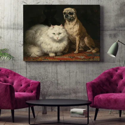 Cat and Dog Wall Art – Two Friends by Henriëtte Ronner-Knip