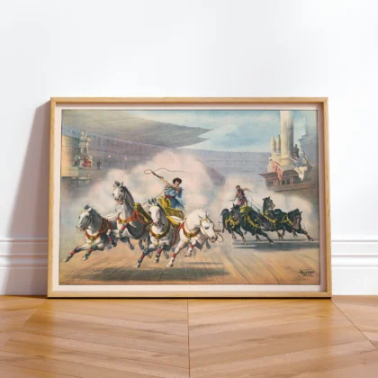 Chariot Racing Poster – Vintage Horse Wall Art