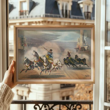 Chariot Racing Poster – Vintage Horse Wall Art