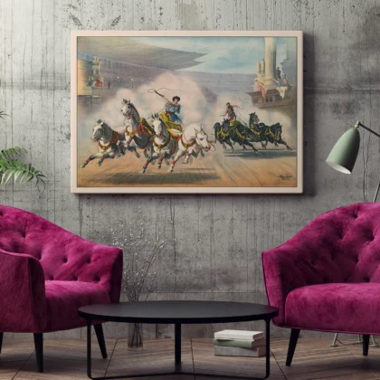 Chariot Racing Poster – Vintage Horse Wall Art