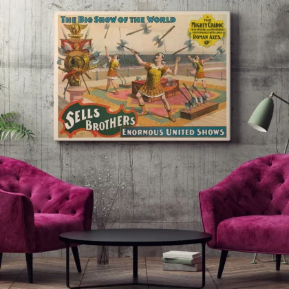 Vintage Circus Poster – Axe Throwing Show