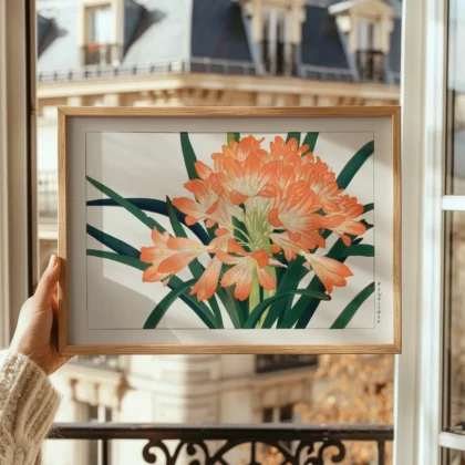 Japanese Floral Print by Tanigami Konan – Clivia Flowers