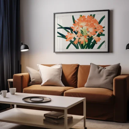 Japanese Floral Print by Tanigami Konan – Clivia Flowers