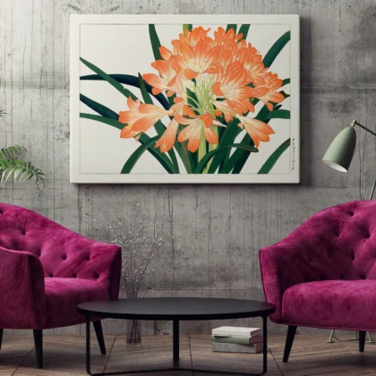 Japanese Floral Print by Tanigami Konan – Clivia Flowers