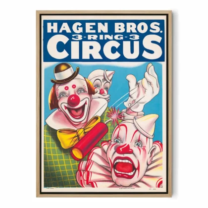 1900s Hagen Brothers Circus Poster – Vintage Clown Wall Art