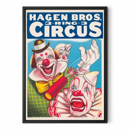1900s Hagen Brothers Circus Poster – Vintage Clown Wall Art