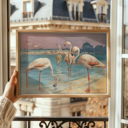 Flamingo Poster – Vintage Bird Art Print
