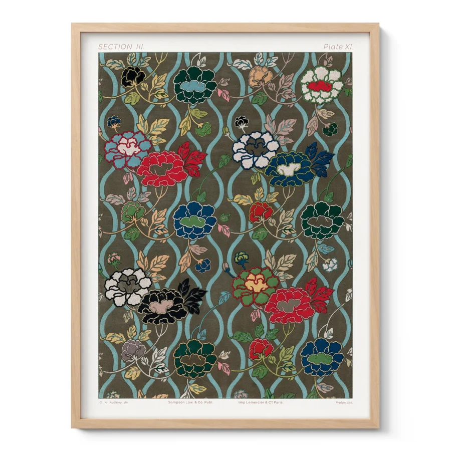 G. A. Audsley Japanese Floral Textile Pattern Print