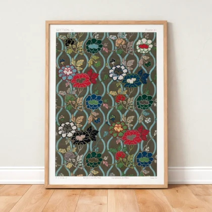 G. A. Audsley Japanese Floral Textile Pattern Print