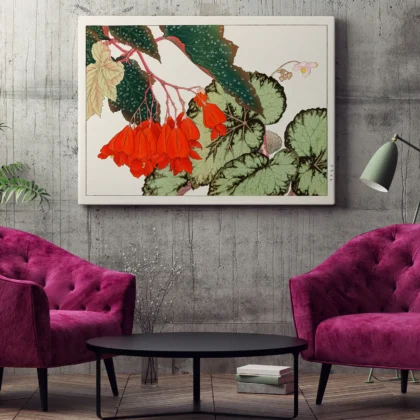 Japanese Begonia Botanical Print by Tanigami Konan