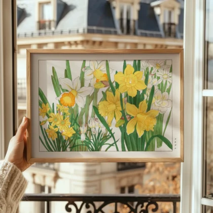 Japanese Daffodils Floral Print by Tanigami Konan