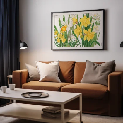 Japanese Daffodils Floral Print by Tanigami Konan