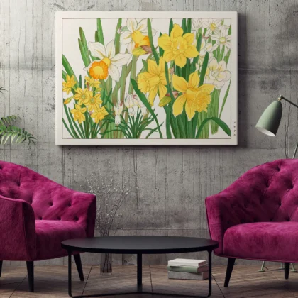 Japanese Daffodils Floral Print by Tanigami Konan