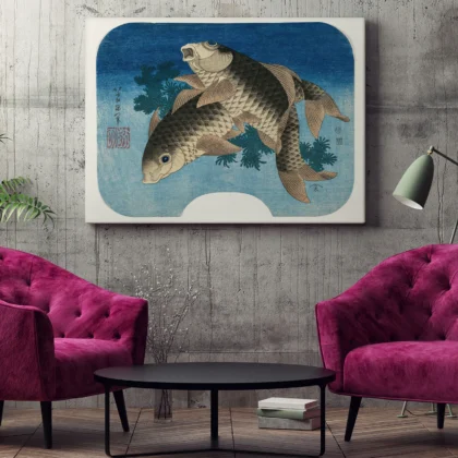 Japanese Fish Wall Art – Carp Print by Katsushika Hokusai