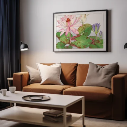 Japanese Lotus Flower Wall Art by Tanigami Konan