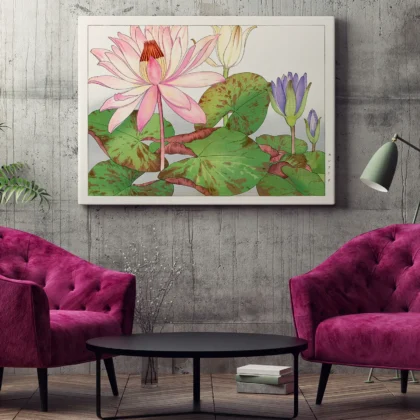 Japanese Lotus Flower Wall Art by Tanigami Konan