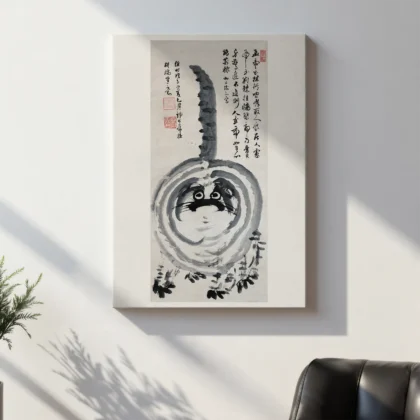 Japanese Tiger Wall Art – Vintage Ink Print by Iwao