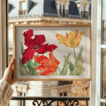 Parrot Tulips – Japanese Floral Print by Tanigami Konan