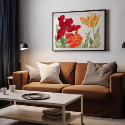 Parrot Tulips – Japanese Floral Print by Tanigami Konan