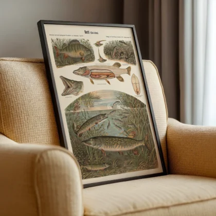 Pike Fish Wall Art – Vintage Print by Albert Kull