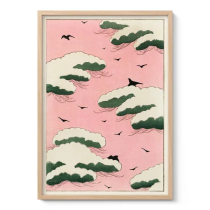 Pink Sky Japanese Wall Art – Print by Watanabe Seitei