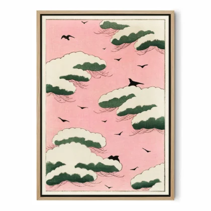 Pink Sky Japanese Wall Art – Print by Watanabe Seitei
