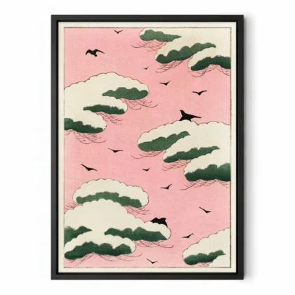 Pink Sky Japanese Wall Art – Print by Watanabe Seitei
