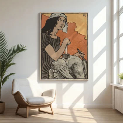 Sculptress Art Nouveau Print by Eugene Grasset