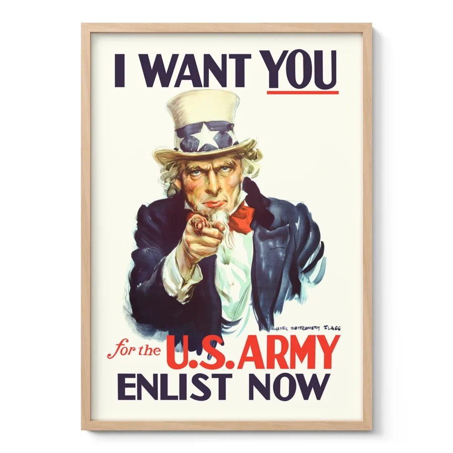 Uncle Sam Wandbild – „I Want You“ Rekrutierungsplakat der US-Armee