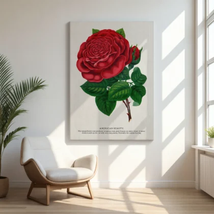 Vintage American Beauty Rose Botanical Print