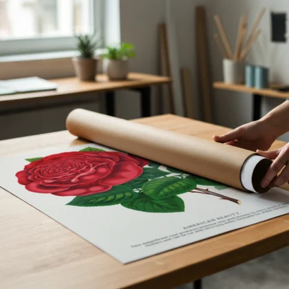 Vintage American Beauty Rose Botanical Print
