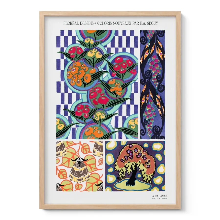 Vintage Art Deco Floral Print by E. A. Seguy