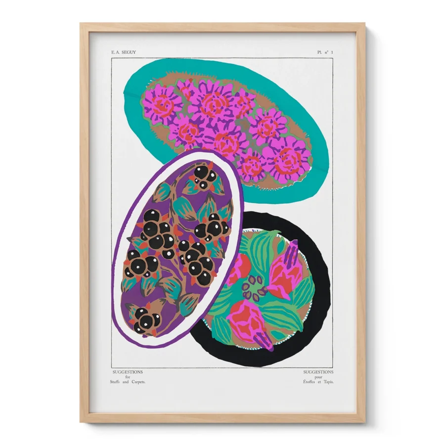 Vintage Art Deco Wall Art – Floral Print by E.A. Seguy