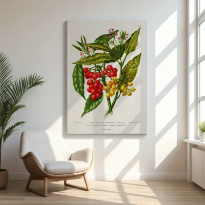 Vintage Red Berry Botanical Print by A. J. Wendel